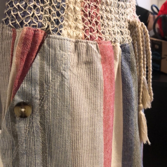 Westbound Sm Stripe Print Mid Rise Pocketed Drawstring Waist Linen Pants NWOT - Picture 4 of 10